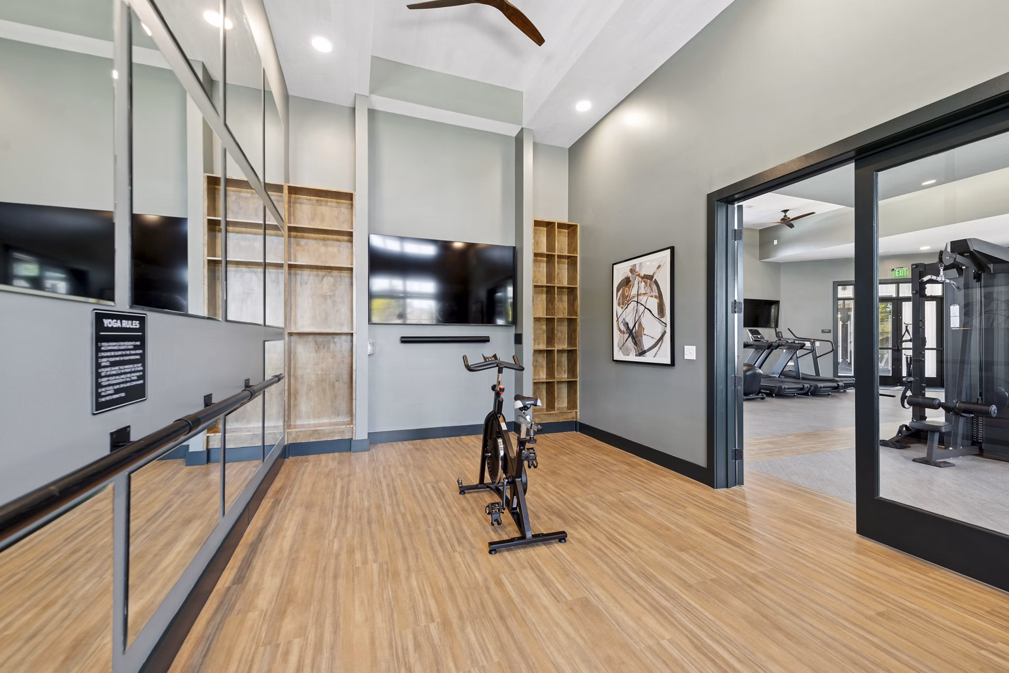 yoga spin studio at Ascend Brightleaf Apartments