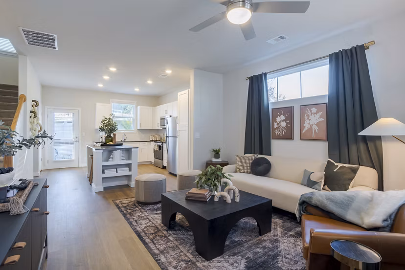 living room at Ascend Cottages at Highland Square Apartments 