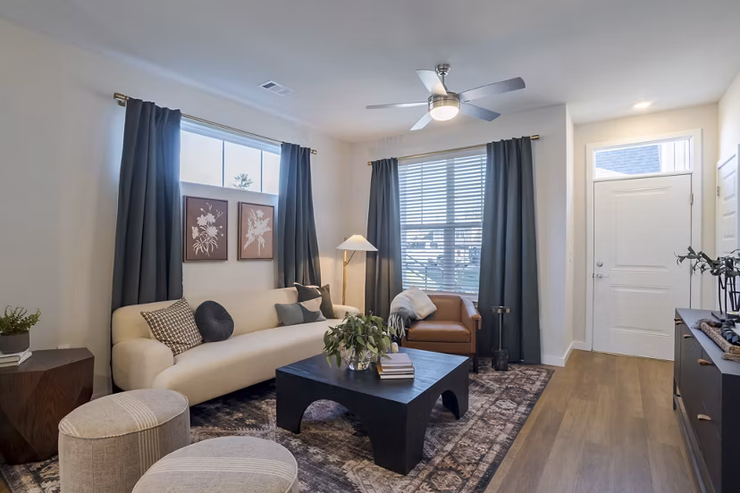 living room at Ascend Cottages at Highland Square Apartments 