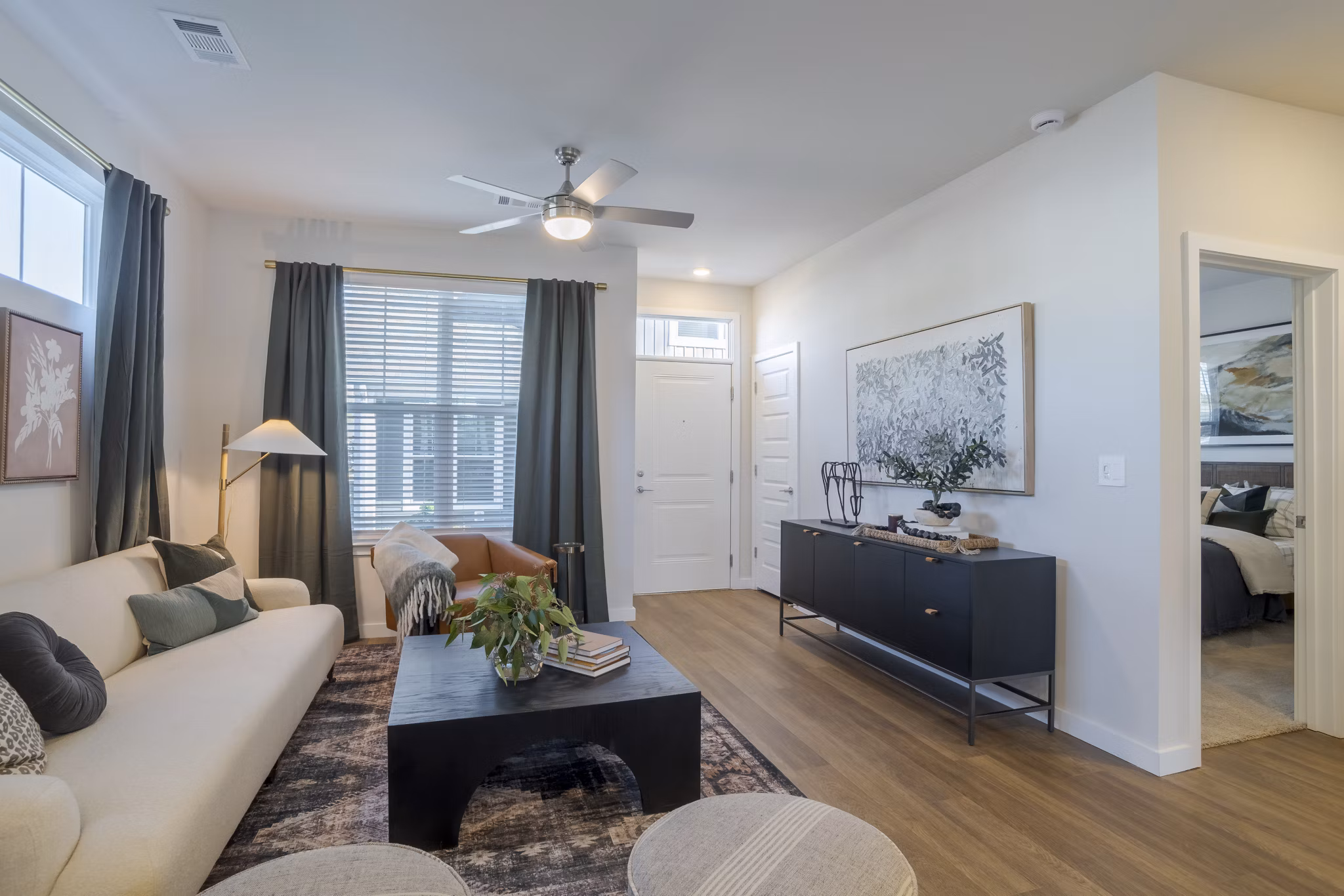 living room at Ascend Cottages at Highland Square Apartments 