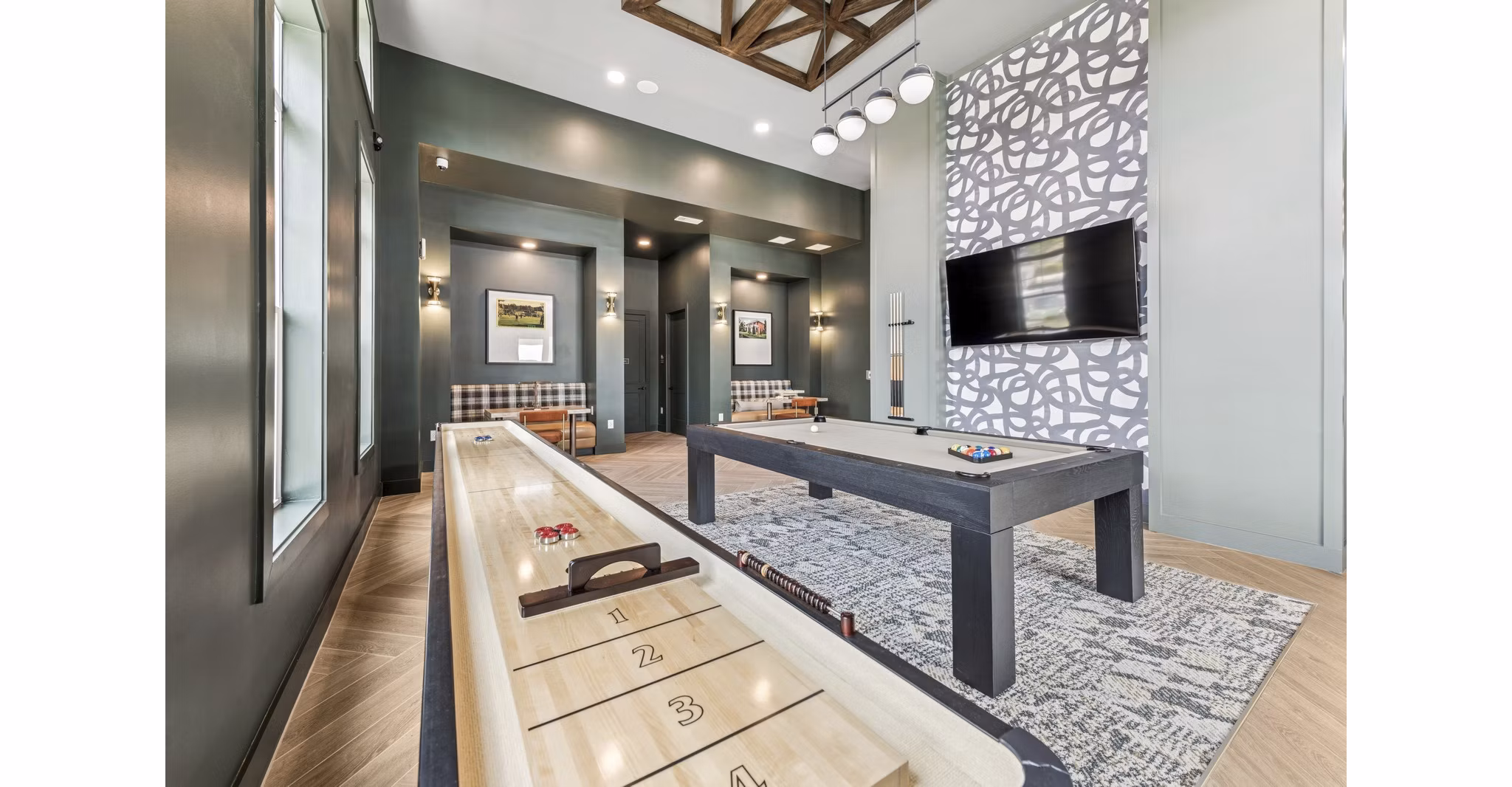 clubhouse game room at Ascend Morganton Park Apartments