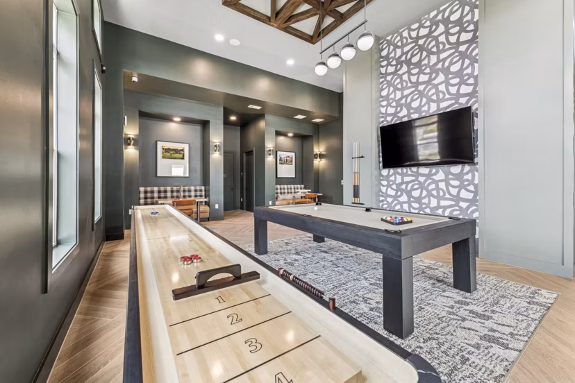 clubhouse game room at Ascend Morganton Park Apartments