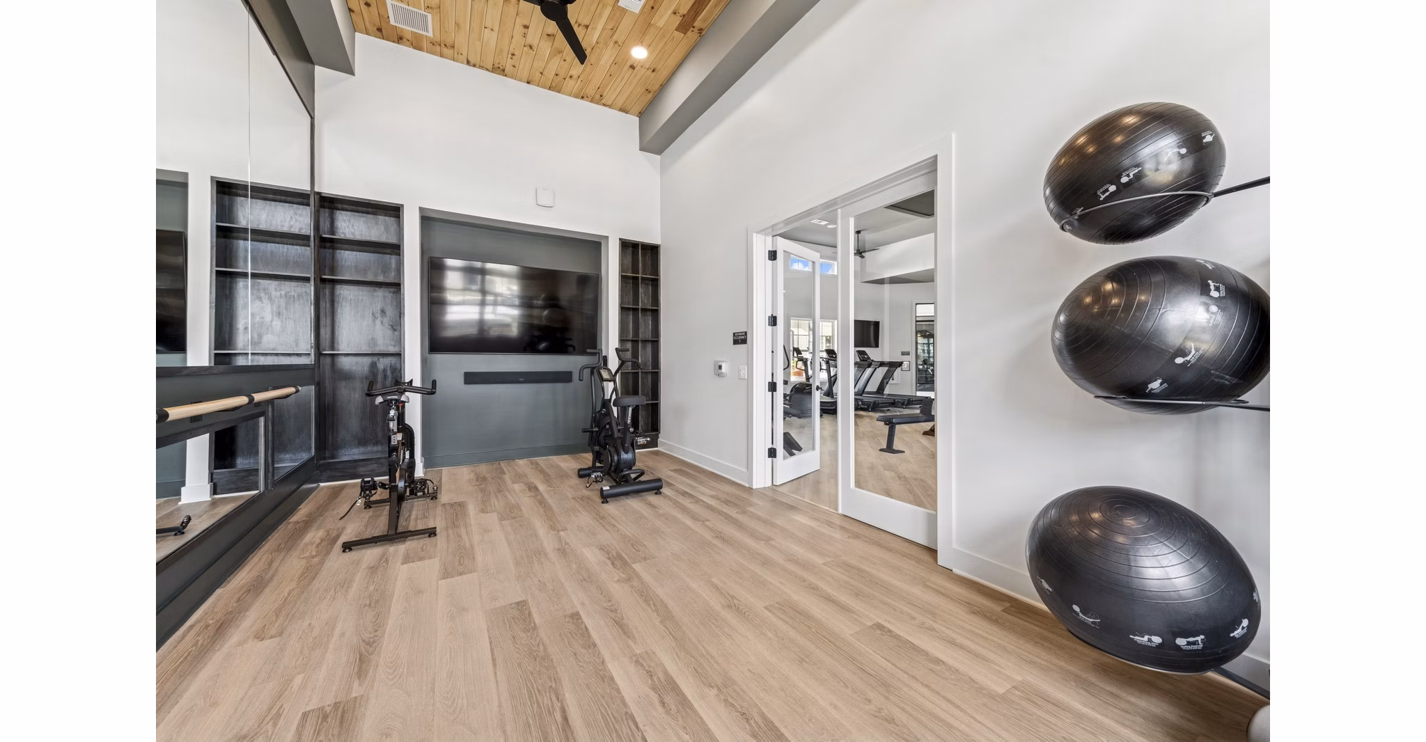 yoga/spin studio at Ascend Morganton Park Apartments