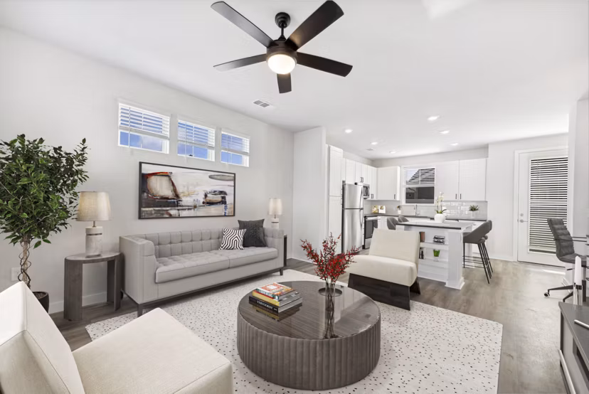 living room at Cottages at Brightleaf Apartment Homes