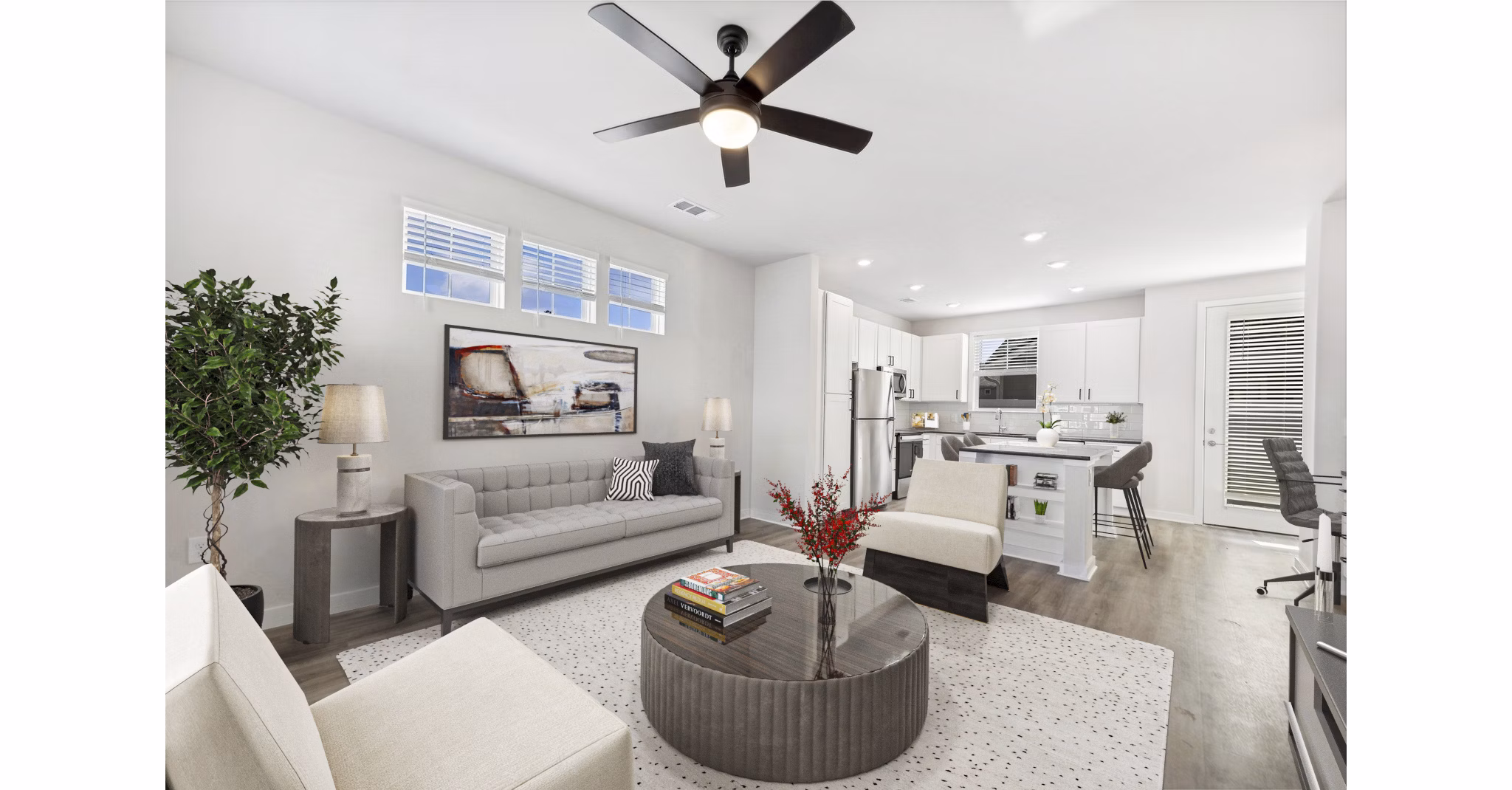 living room at Cottages at Brightleaf Apartment Homes