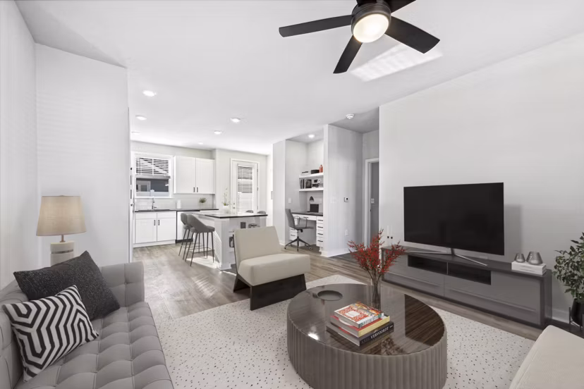 living room at Cottages at Brightleaf Apartment Homes