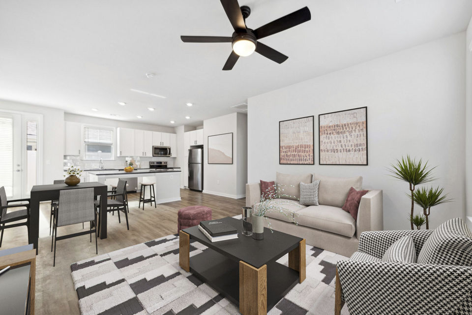 living room at Cottages at Brightleaf Apartment Homes