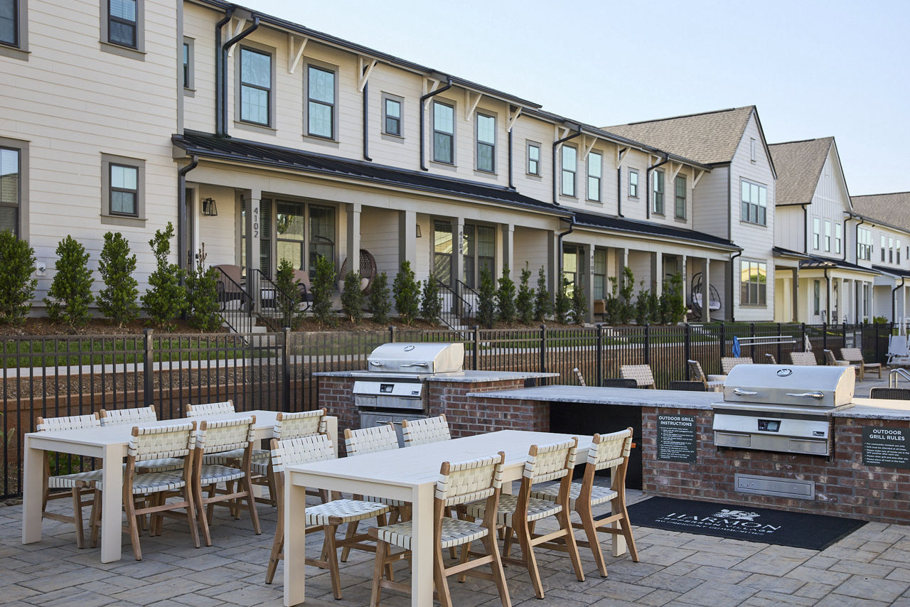 Grill area at Harmon Jefferson Village By Crescent Communities