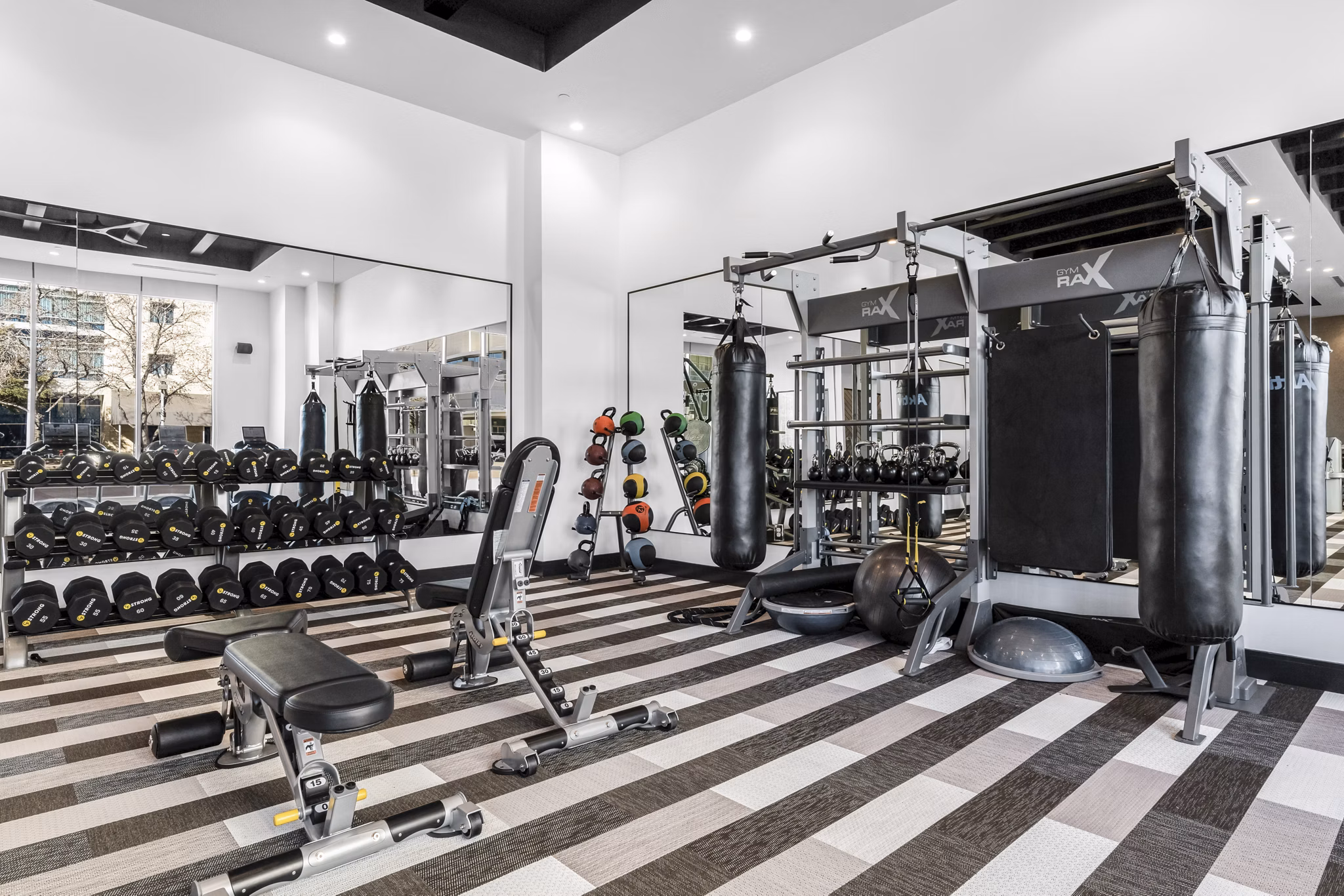 fitness center at Ovation at Galatyn Park Apartments
