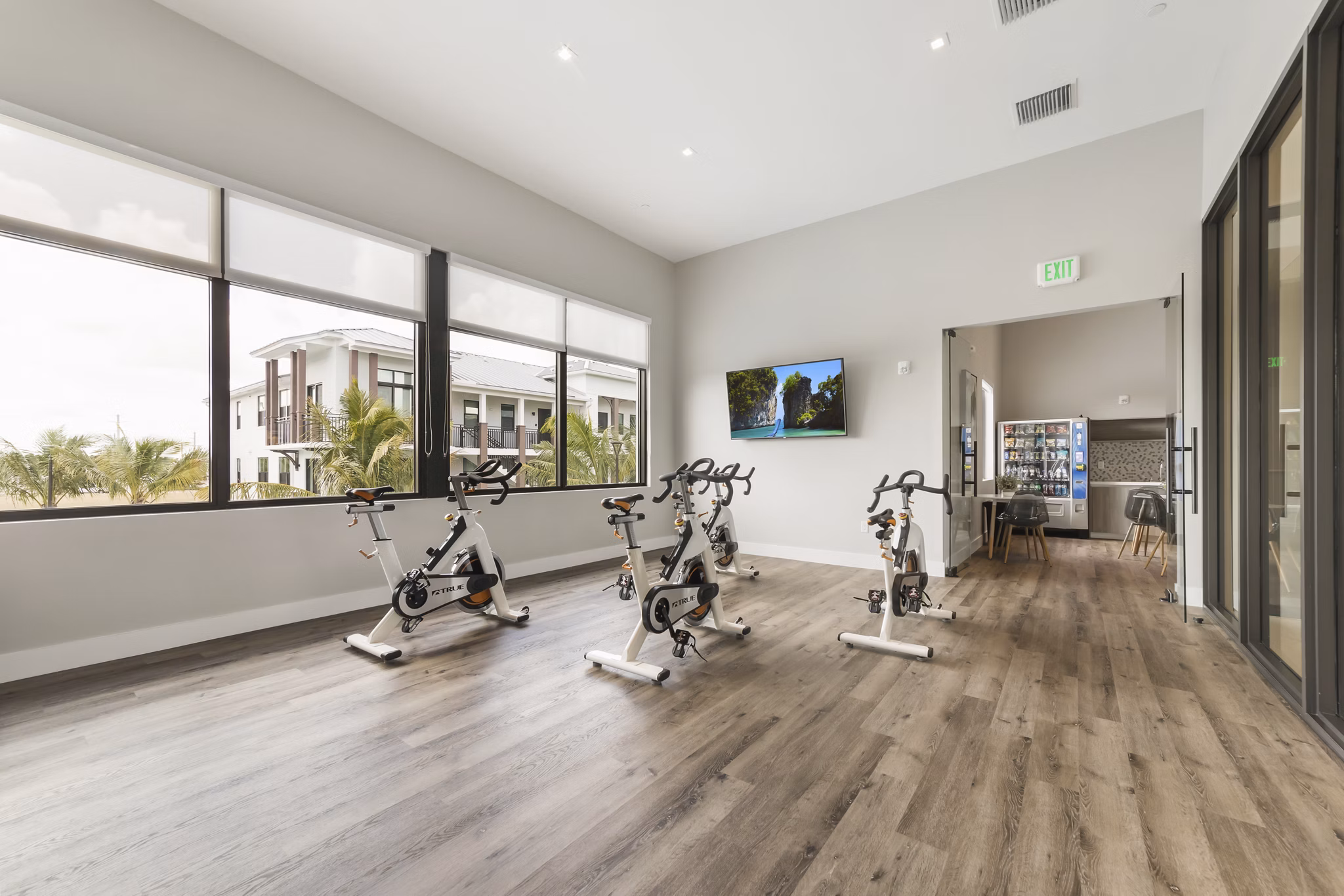 fitness center at Pines Garden at City Center Apartments