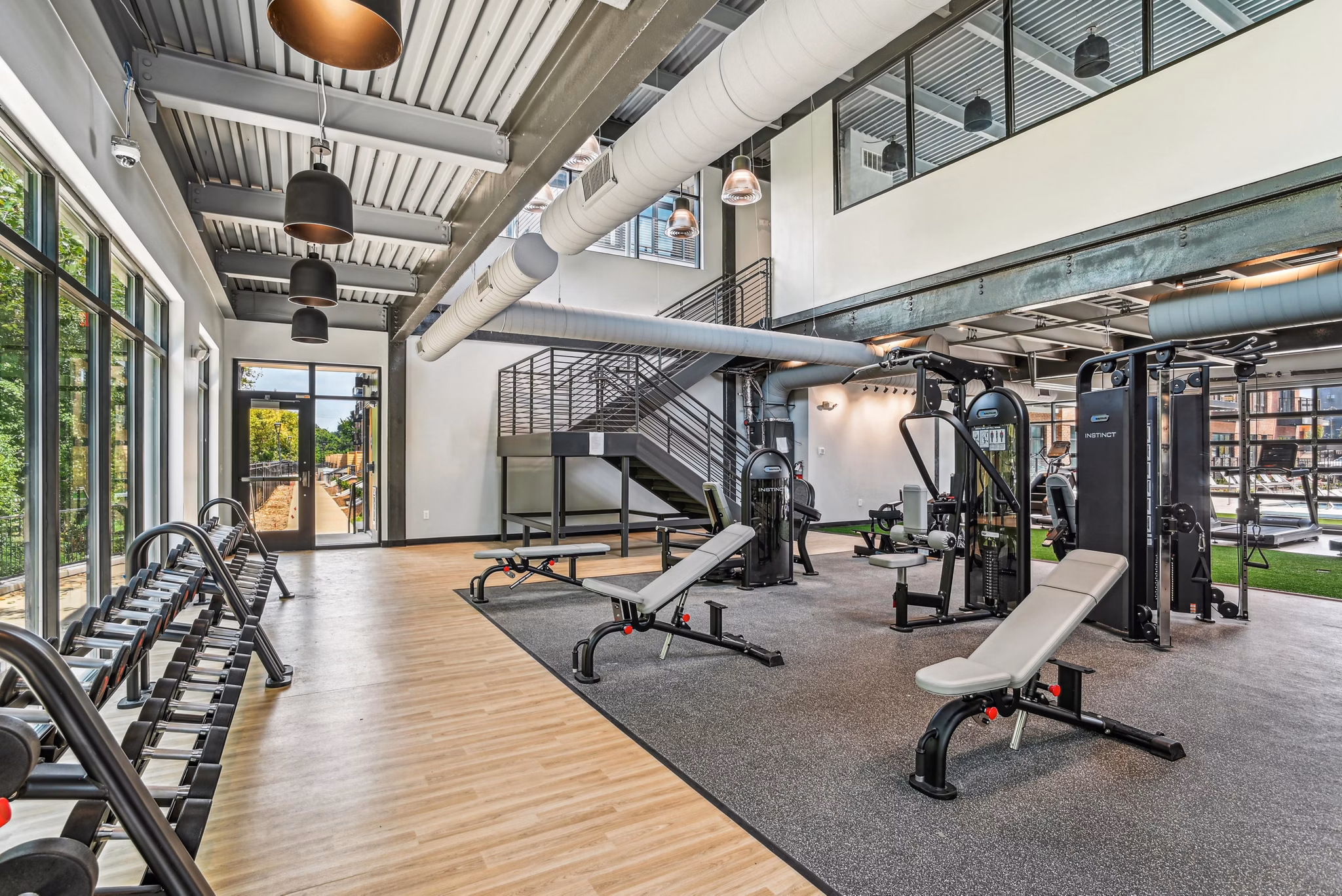 fitness center at Trailside NoDa Apartments