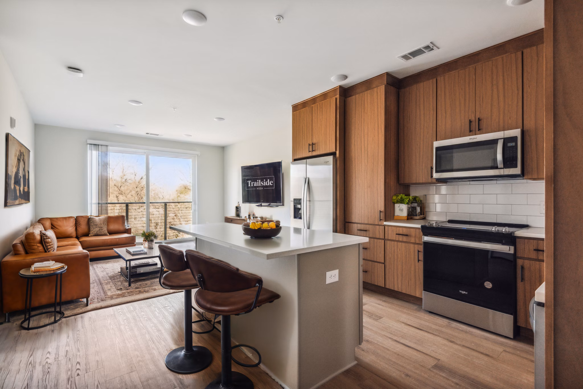 kitchen at Trailside NoDa Apartments