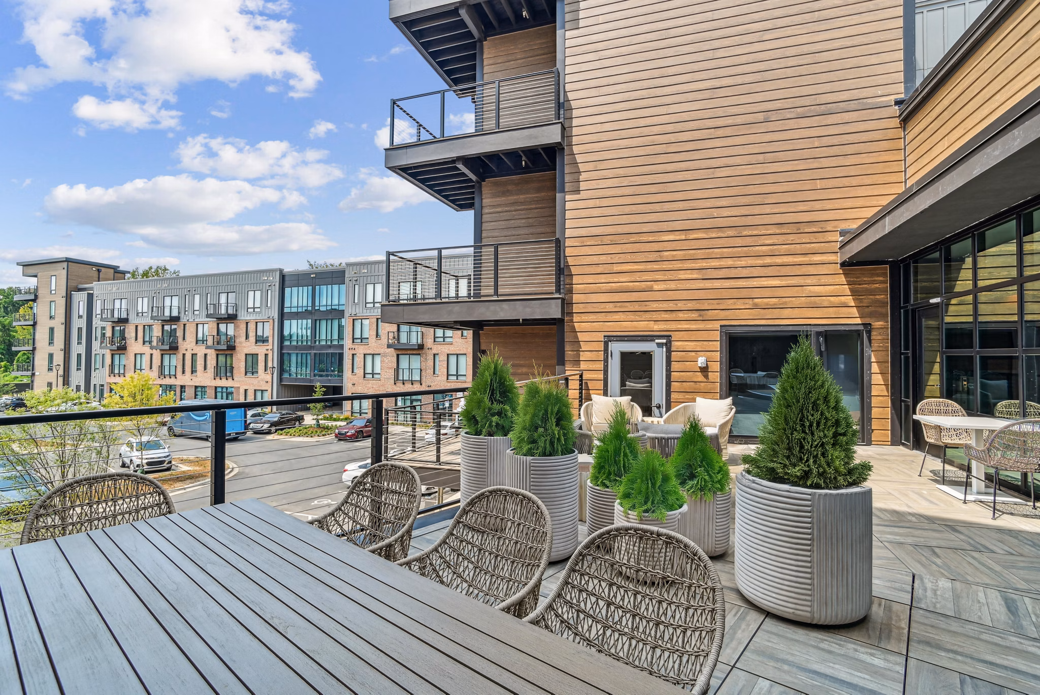 patio at Trailside NoDa Apartments