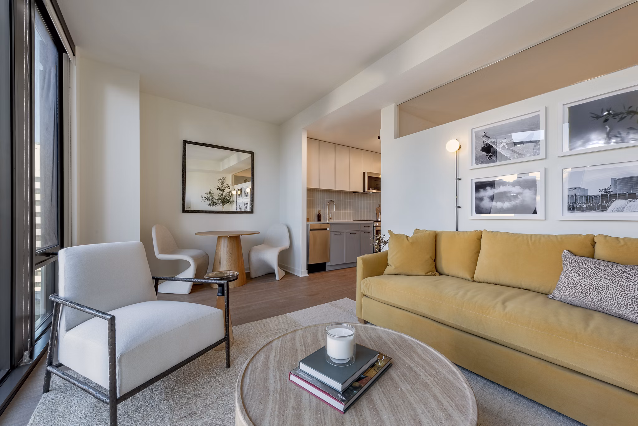 Living Room at The Charles Apartments