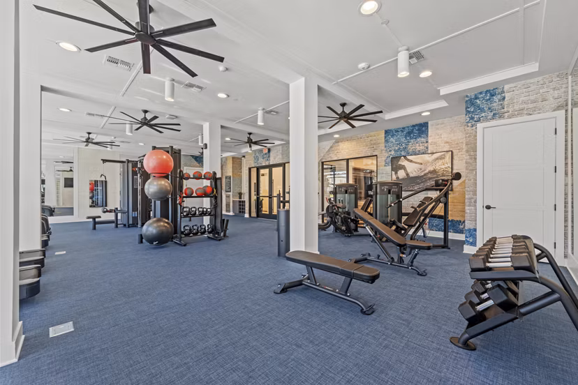 fitness center at Elan Crown Point Apartments 
