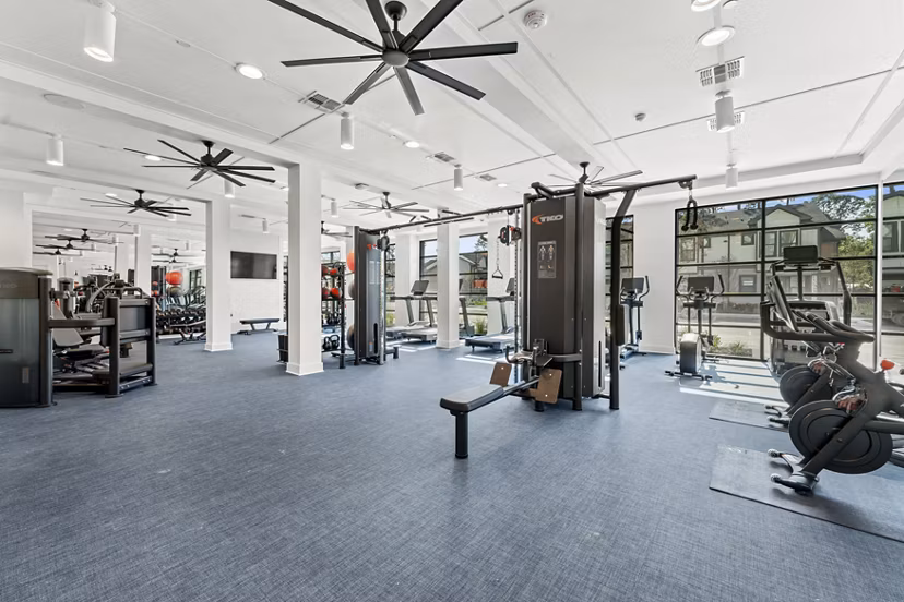fitness center at Elan Crown Point Apartments 