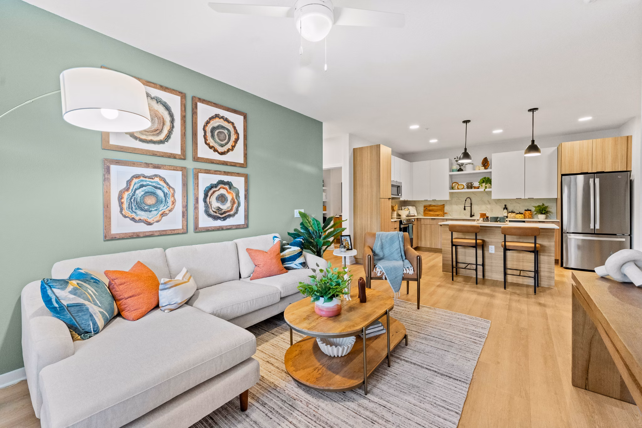 living room at Elan Crown Point Apartments