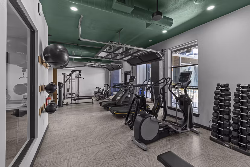 fitness center at Cleo Apartments