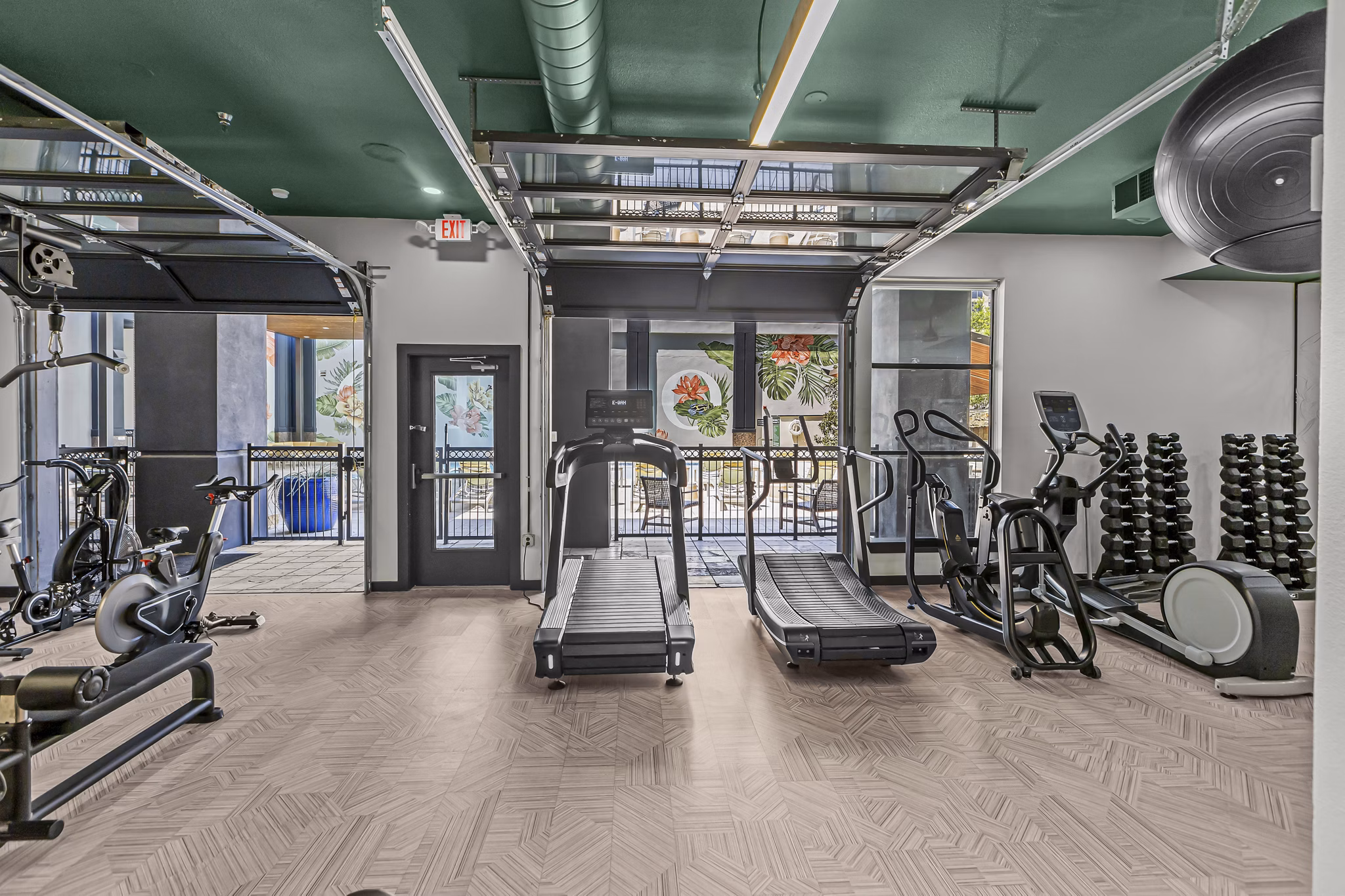 fitness center at Cleo Apartments