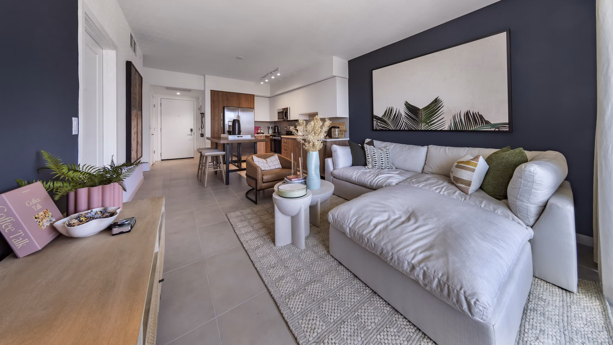 living room at Remi on the River Apartments 