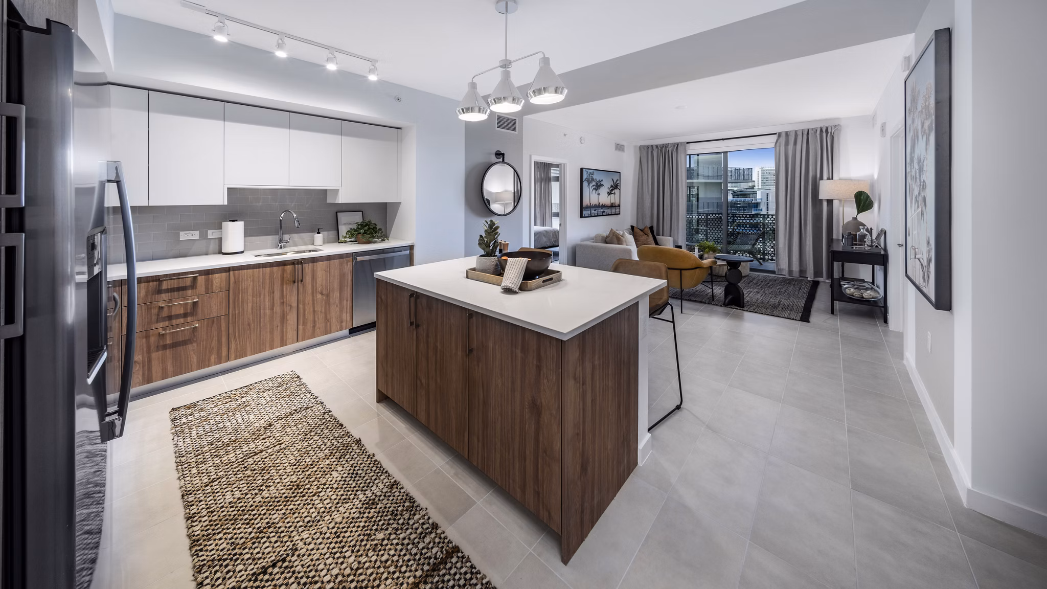 living room at Remi on the River Apartments 