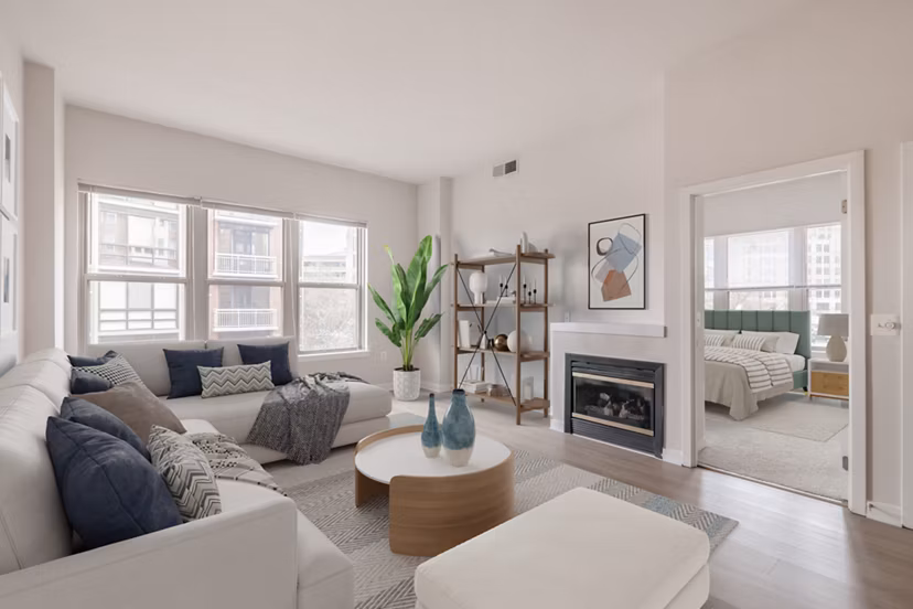 living room at The Clarendon Apartments