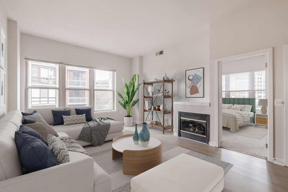 living room at The Clarendon Apartments
