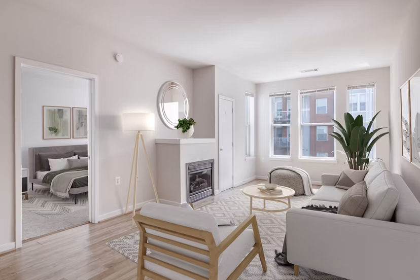 living room at The Clarendon Apartments