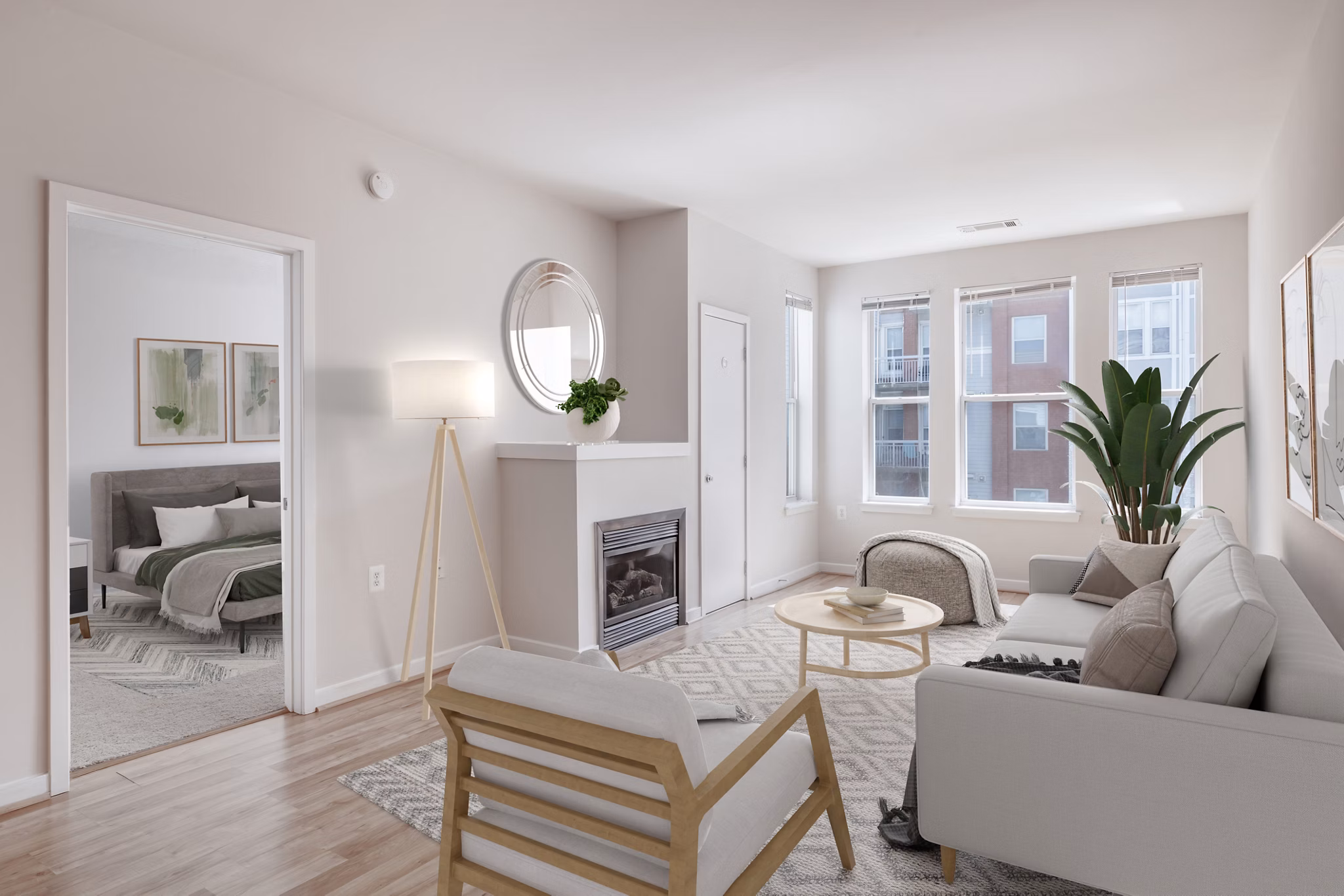 living room at The Clarendon Apartments