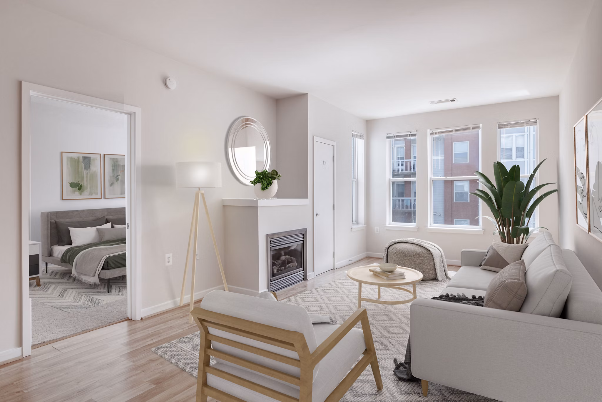 living room at The Clarendon Apartments