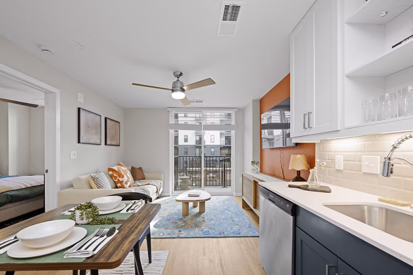 living room at Trella Uptown Apartments
