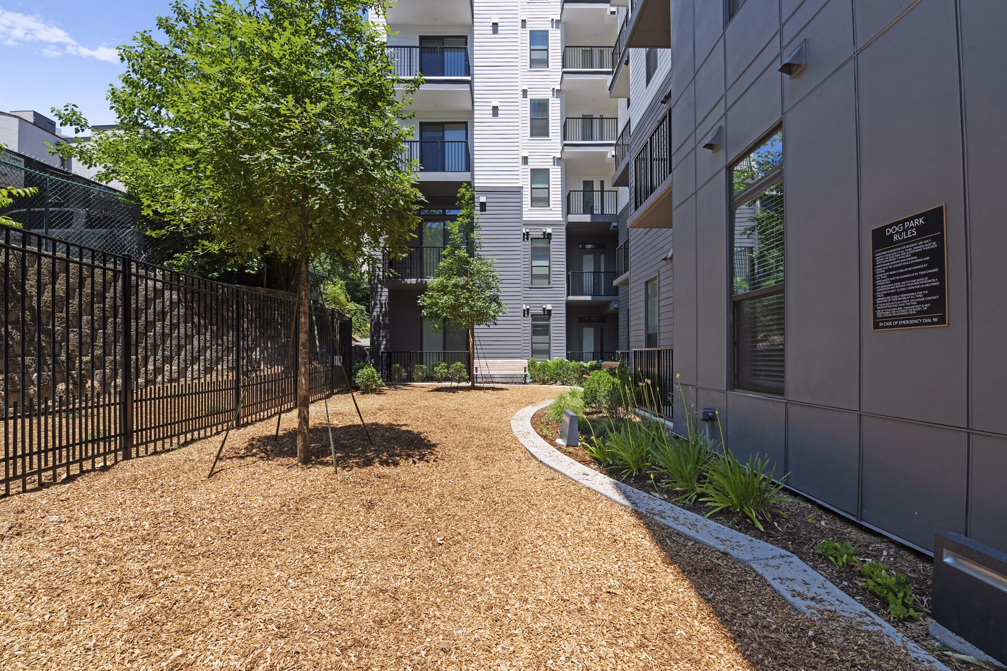 dog park at Trella Uptown Apartments