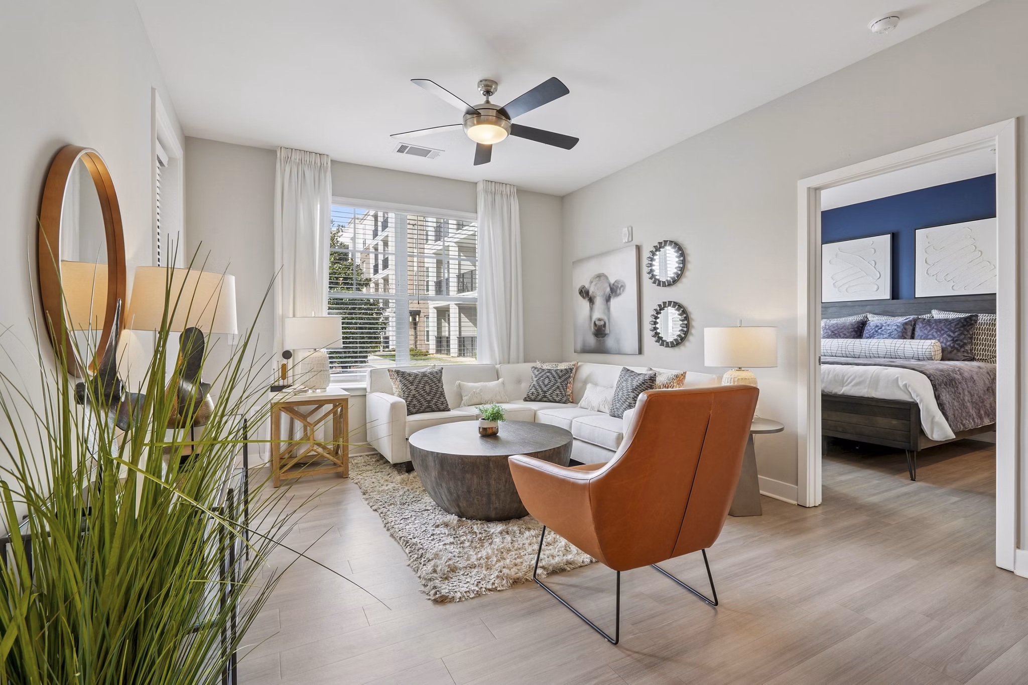 living room at Matthews Square Apartments