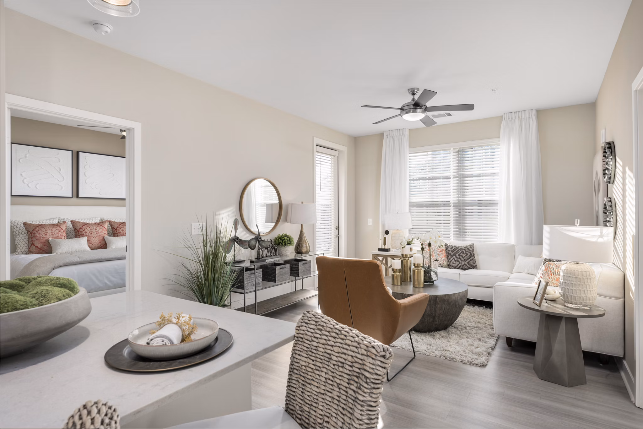 living room at Matthews Square Apartments