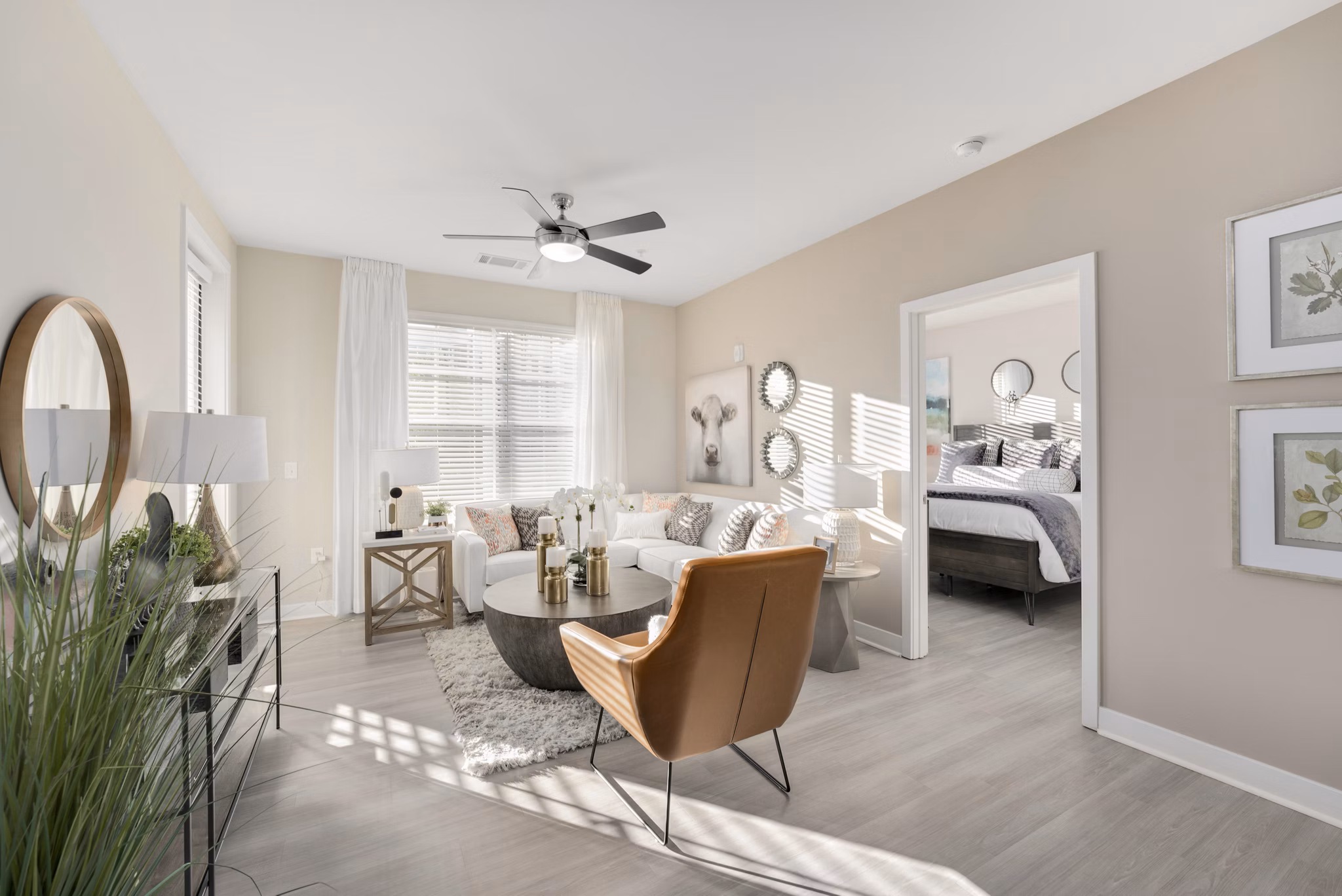 living room at Matthews Square Apartments