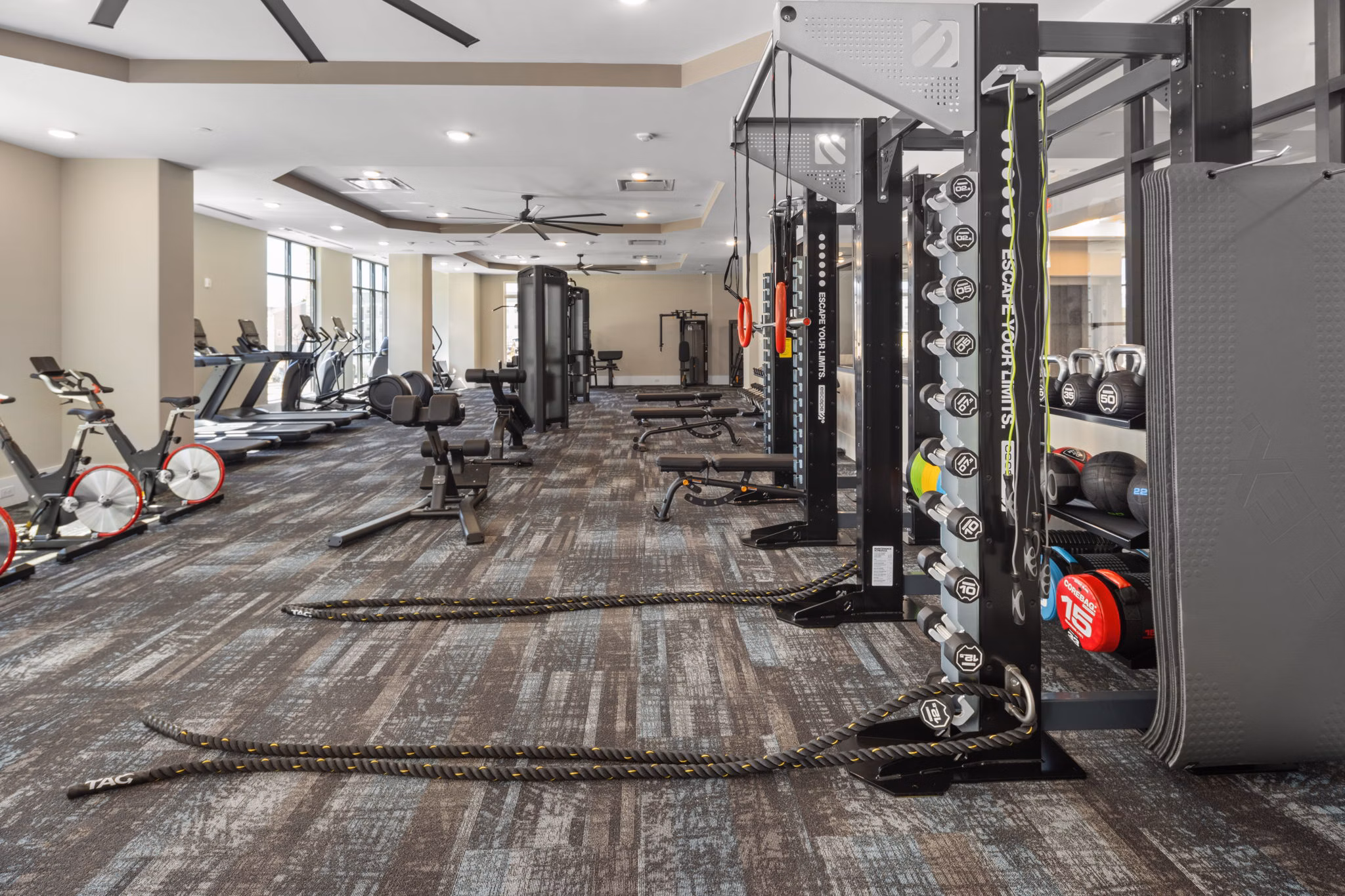 fitness center at Villages at Depot Apartments 