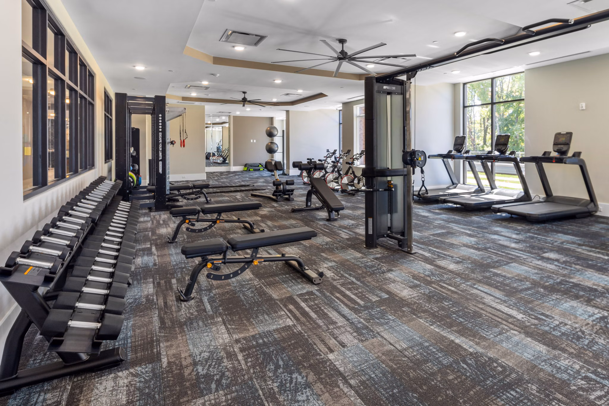 fitness center at Villages at Depot Apartments 