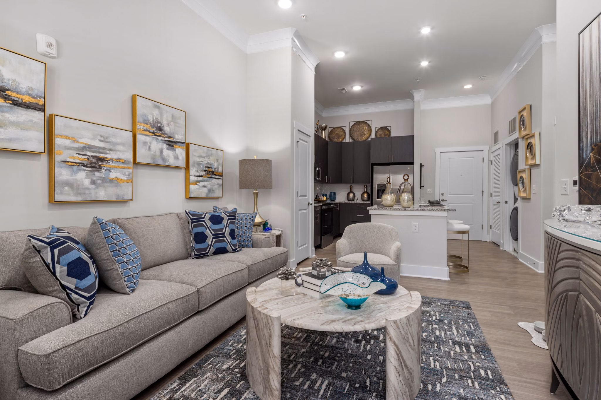 living room at Villages at Depot Apartments 