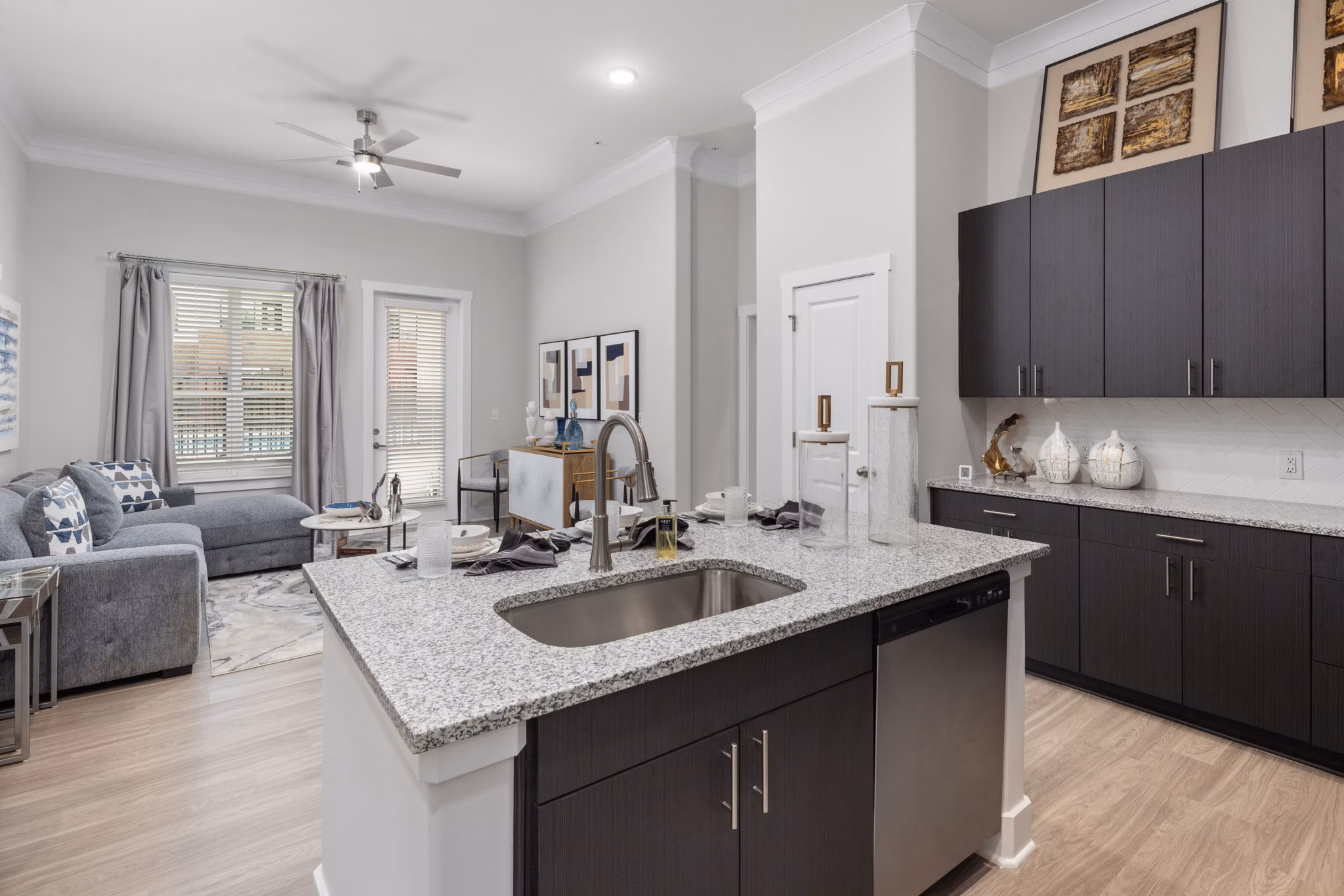 living room at Villages at Depot Apartments 