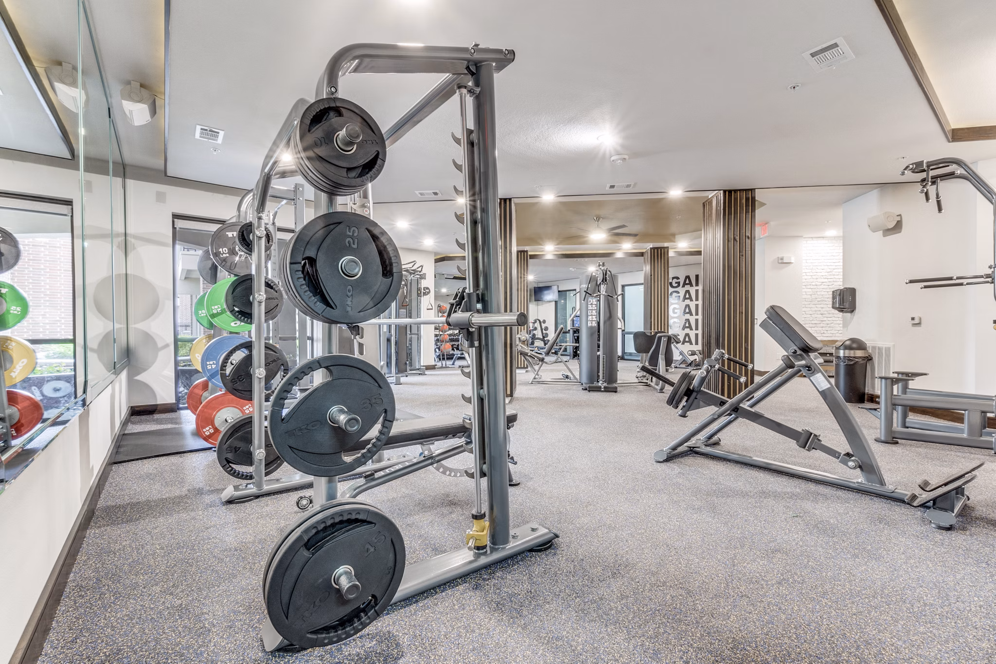 fitness center at The Armstrong at Knox Apartments 