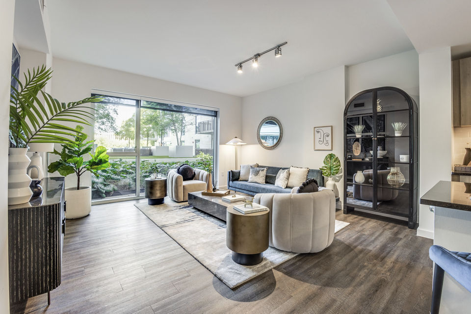 living room at Avenue Grove Apartments