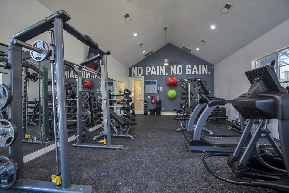 fitness center at The Brook Apartments