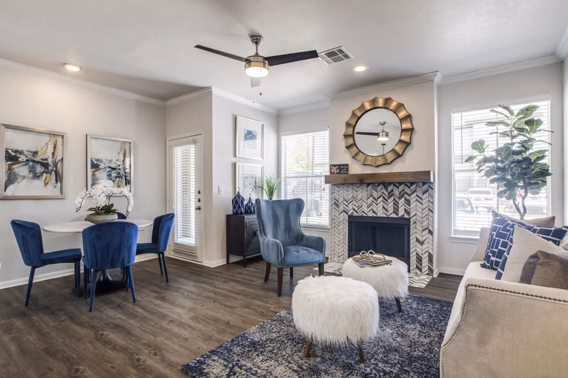 living room at The Brook Apartments