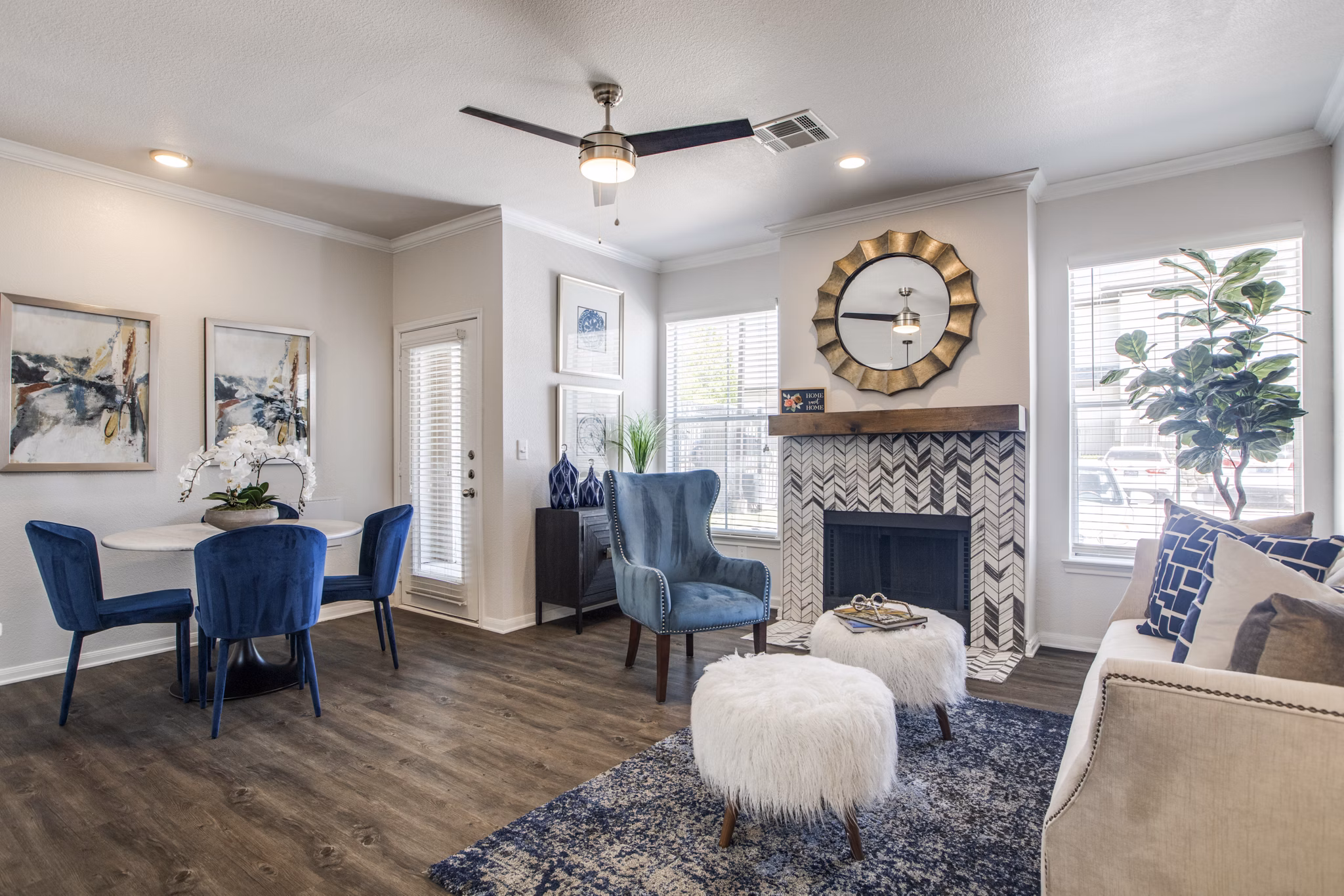 living room at The Brook Apartments