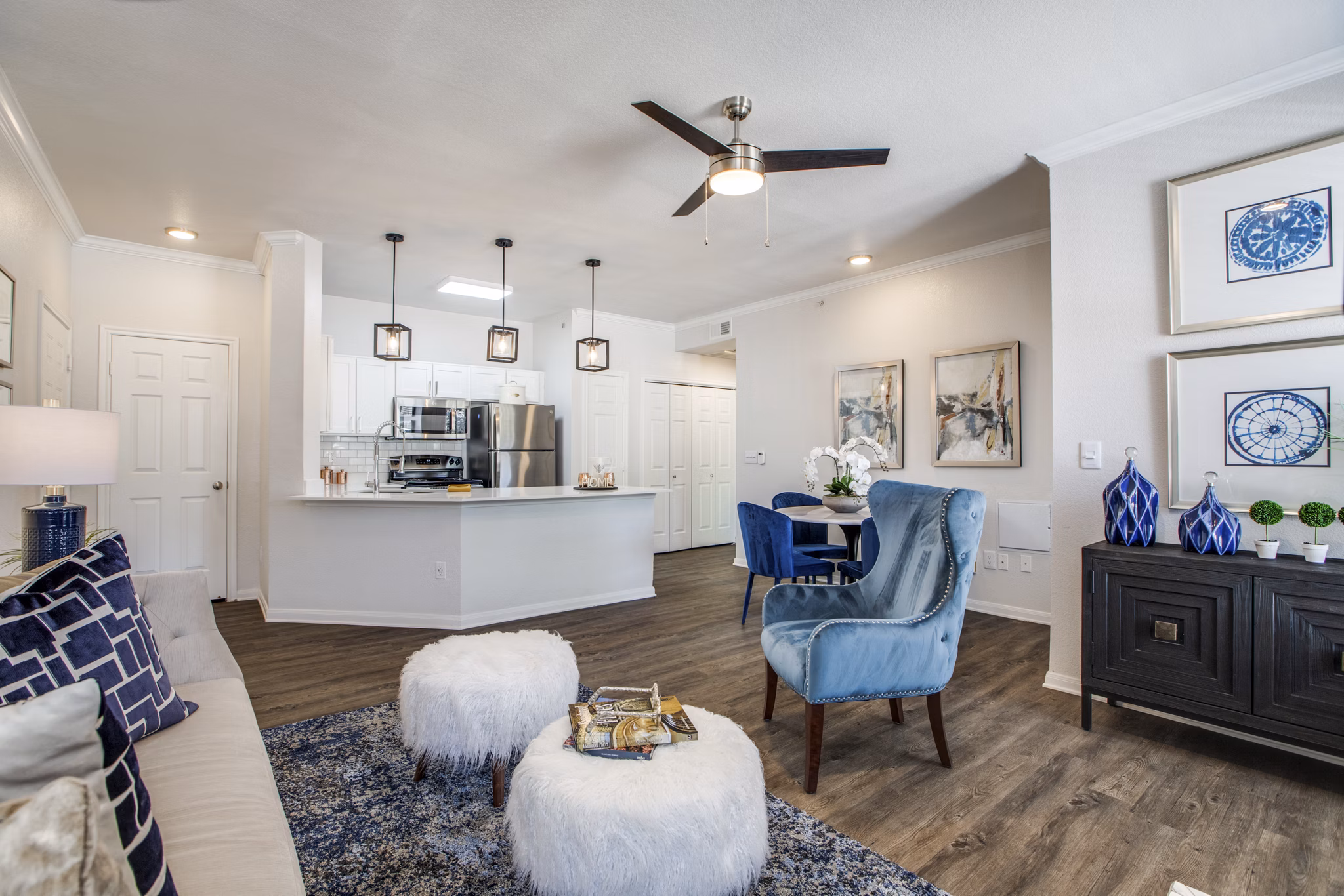 living room at The Brook Apartments