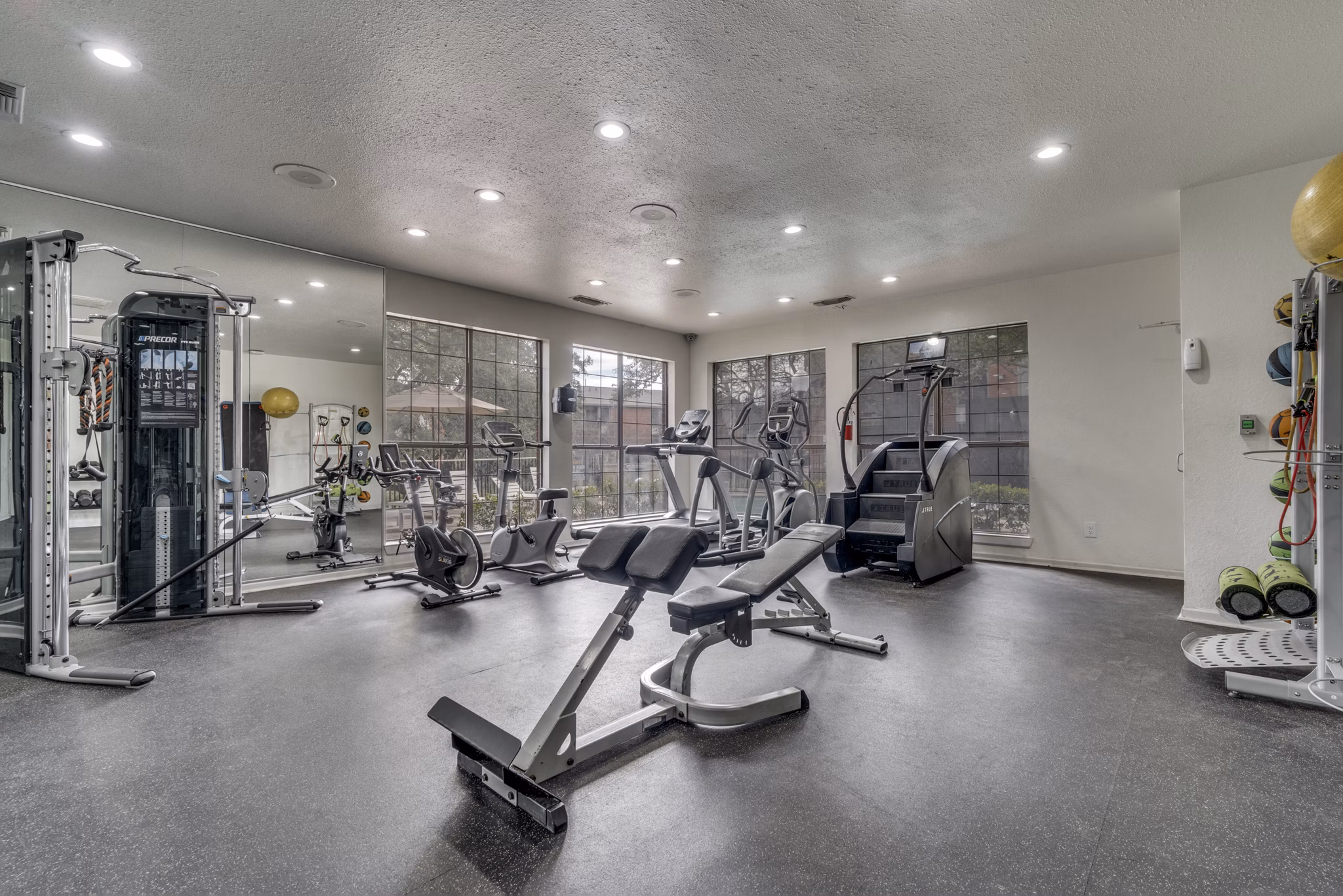 fitness center at Foxwood Apartments