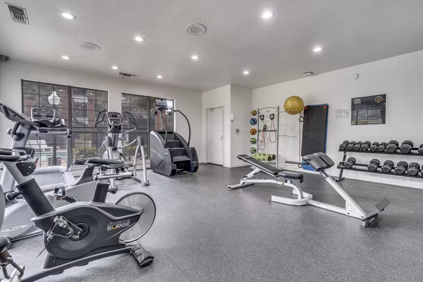 fitness center at Foxwood Apartments