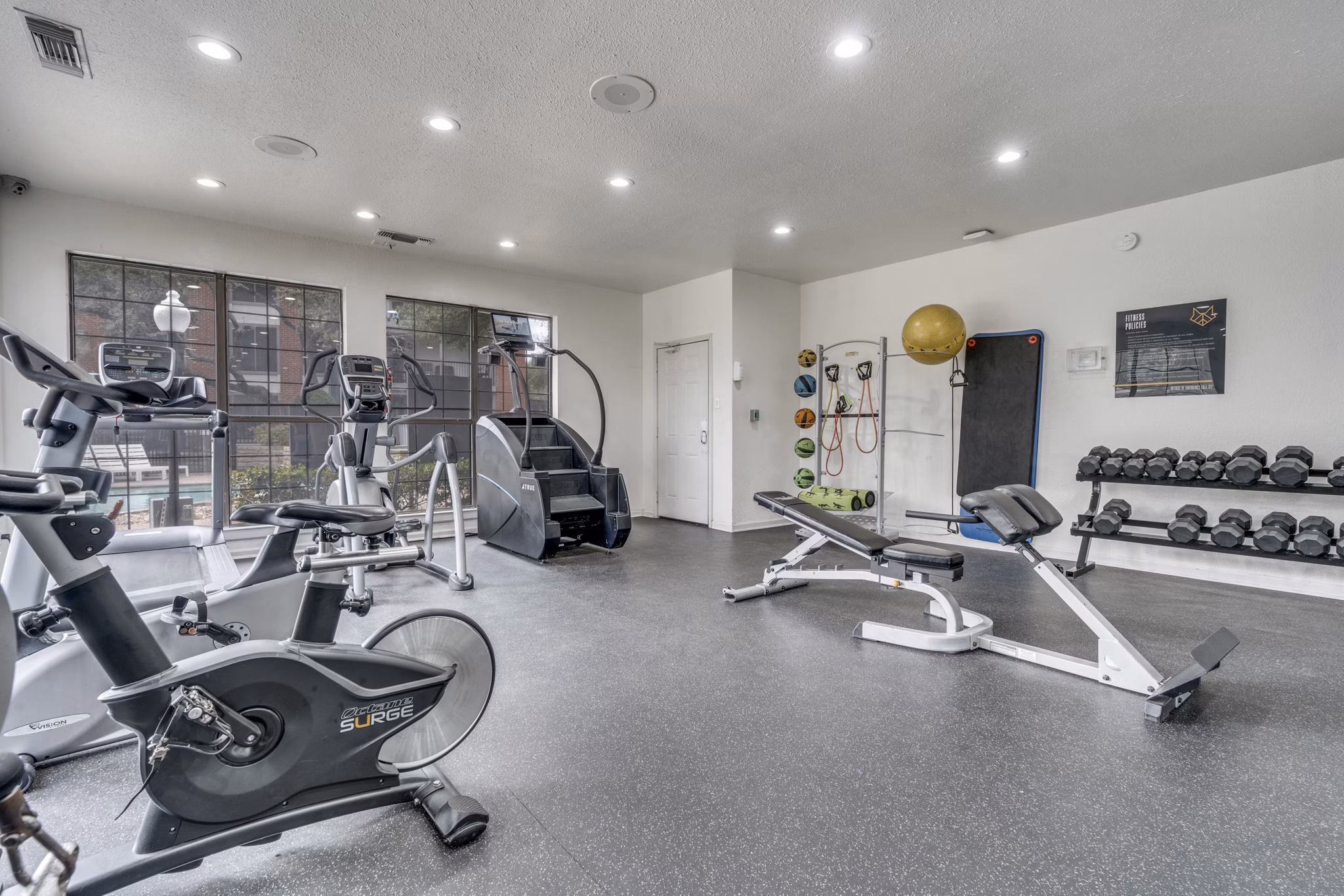 fitness center at Foxwood Apartments