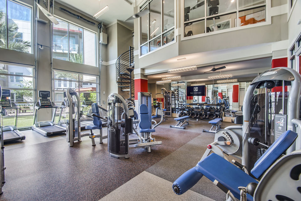 fitness center at The Pierpont Apartments