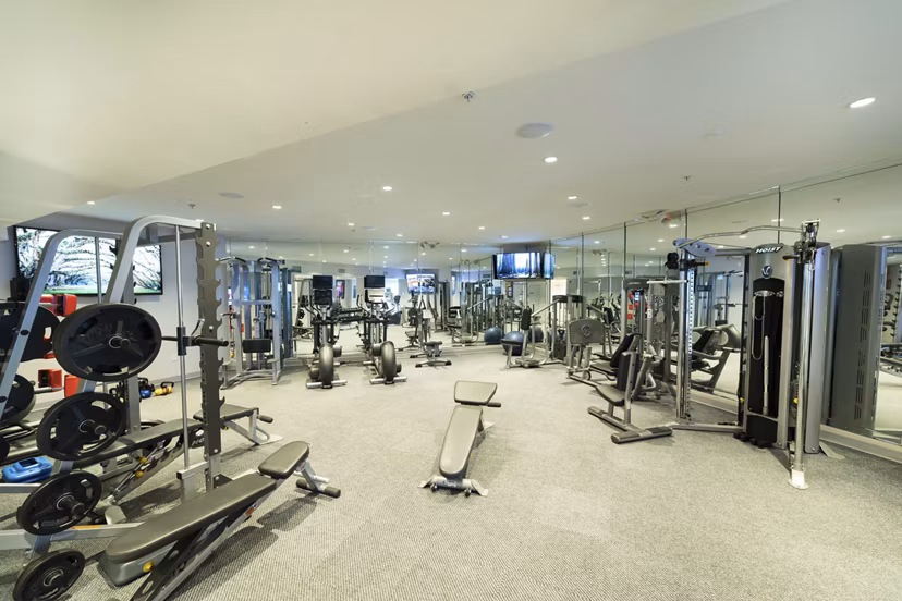 fitness center at Portico Kirby Apartments